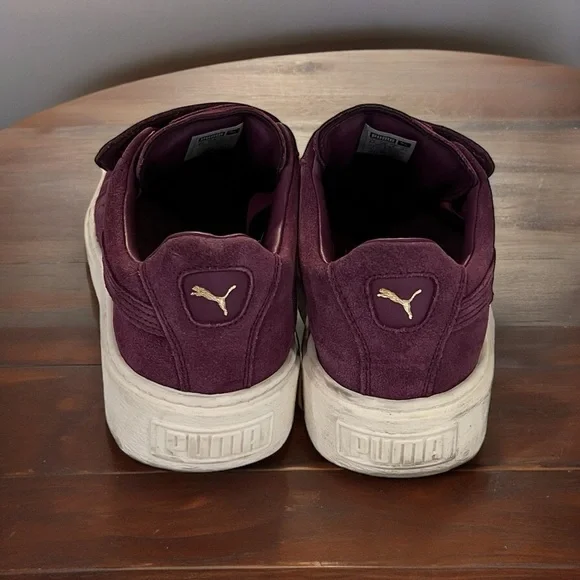 Purple Plum Colored Suede Velcro Pumas Women’s size 9 - Picture 13 of 14